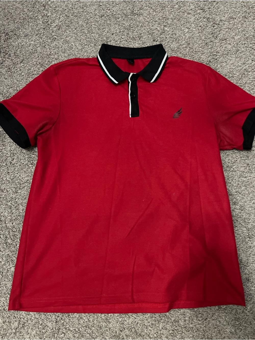 SHEIN Red Polo with Black Contrast Collar